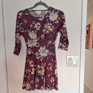 BeBop Floral Mini Dress - Burgundy and Cream